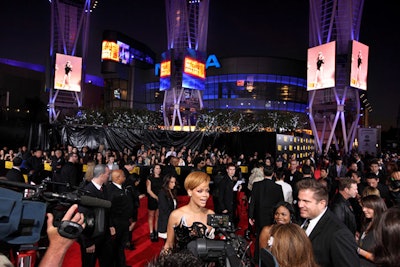 Rihanna was among the guests who arrived to meet the throng of reporters on the redesigned red carpet.