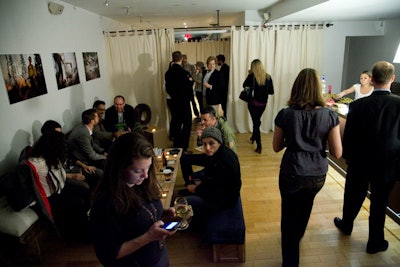 The basement level of the Nau pop-up has a fully functioning bar that serves food and drinks at various events.