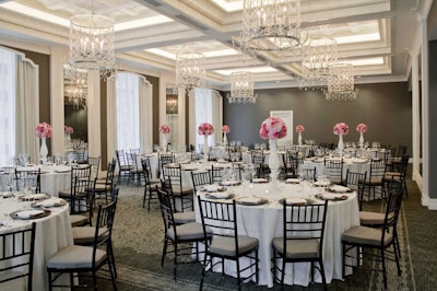 Black Chiavari chairs are included in the rental fees for the Sinclair Ballroom, which can host banquets for 160.