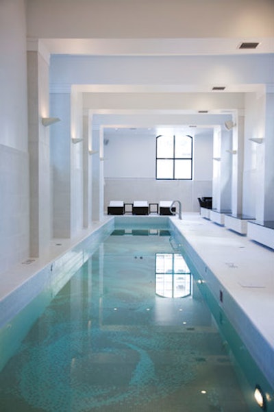 The 14,000-square-foot spa and health club houses a mosaic-tiled lap pool where guests can take water aerobics classes.