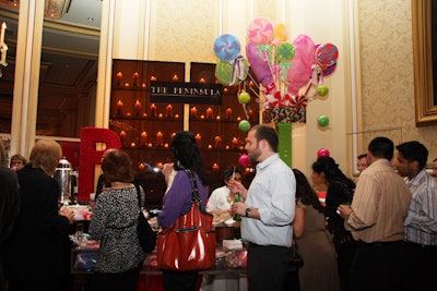 The Peninsula Chicago prepared a Candyland-themed tasting station, where eight types of desserts included peanut butter and jelly macaroons and chocolate-rose lollipops.