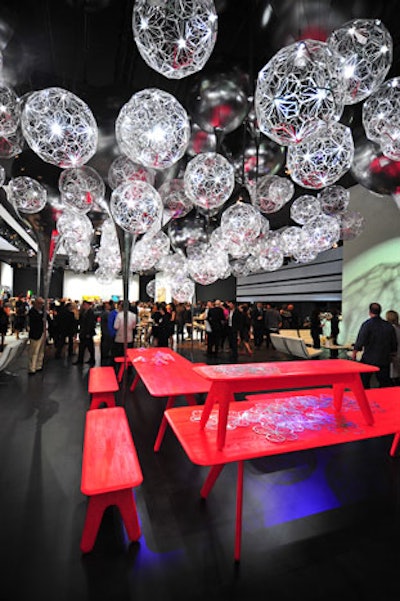 Tom Dixon created an art installation entitled Light Light that's displayed in the exhibition area of the structure.