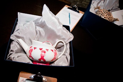 A silent auction included one-of-a-kind celebrity-designed teapots, each of which included a gift certificate for afternoon tea at Le Méridien King Edward Hotel.