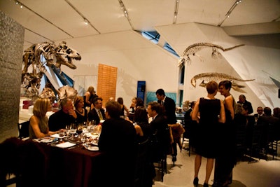Ted Corrado, executive chef at the museum's C5 Restaurant, catered a dinner held in the Dinosaur Gallery.