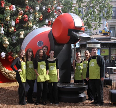 A 10-foot-tall replica of Nestle's Dolce Gusto drink maker took to the Grove on Thanksgiving weekend.