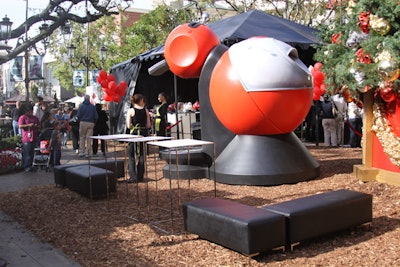 Taylor Creative decorated a 20- by 30-foot tent adjacent to the replica of the coffeemaker.