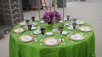 The evening's palette of purple and green was a nod to the Indian guest of honor. The dinner plates were a mix of Clinton and Bush china.