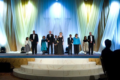 The Hall of Fame were escorted on stage by members of Junior Achievement.