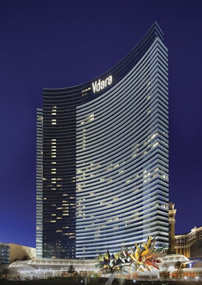 Vdara is a 57-story nongaming tower with a crescent shape.