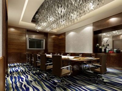 A boardroom at Vdara offers a sleek design, built-in technology, and full-service catering.