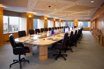The executive boardroom on the 27th floor has a 48-foot-long conference table.