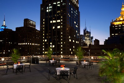 The terrace measures 5,000 square feet and can hold 450 for receptions.
