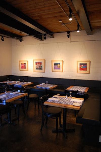 Works by two local artists are displayed throughout the restaurant.