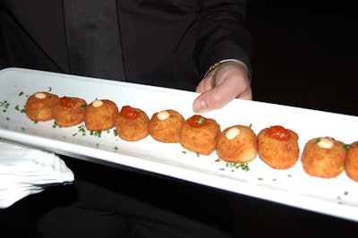 Toben Food by Design served hors d'oeuvres such as Maryland crab cakes with chipotle aioli and tomato tartar.