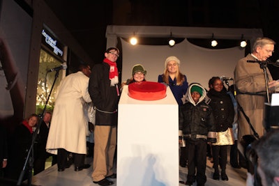 Patients from Children's Memorial Hospital took to the stage to lead a countdown before the new building was topped off.