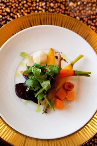 A root vegetable salad was already on the tables as guests entered the Grand Foyer for supper after the performance concluded at 11 p.m.
