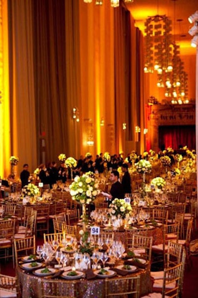 More than 160 round tables filled the narrow foyer.