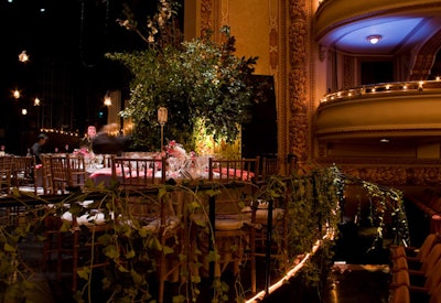 Ivy wrapped around the stage's railing was meant to evoke the overgrown gardens and wrought iron gates of New Orleans.