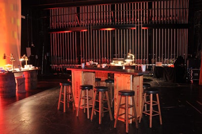 Crates and plywood were used to create a warehouse speakeasy on the convention center's Osceola Stage.