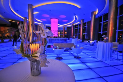 Event design company J Group used various arrangements of white calla lilies to decorate Blue Bar at the Fontainebleau hotel for the cocktail reception during the Miami Art Museum Ball on Saturday night.