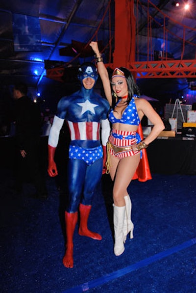 Entertainers dressed as Captain America and Wonder Woman wandered throughout the event spaces.