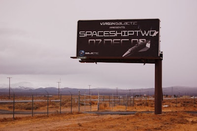 A billboard in the desert announced the new ship.