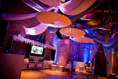 Icy blue and white decor filled the dance lounge, dubbed the Crystal Ballroom, where DJ Eric Ling spun for guests.