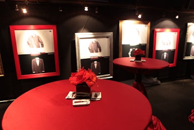 The Flower Firm provided tabletop decor; walls were decked with framed ads from the new campaign.