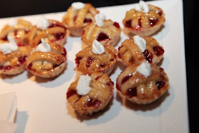 Blue Plate Catering's passed hors d'oeuvres included miniature cherry pies.
