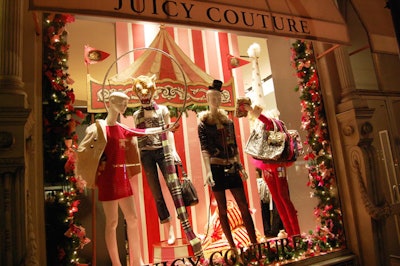 To capitalize on the voyeurs crowding to neighboring department stores, smaller Fifth Avenue retailers such as Juicy Couture also sport elaborate vignettes.