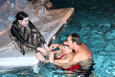 LaChapelle, Daphne Guinness—who's featured in both of the photographs—and makeup artist Sharon Gault jumped into the pool at the end of the night.