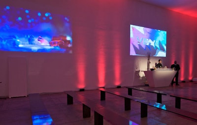 In the main space, video projections covered most of the walls.