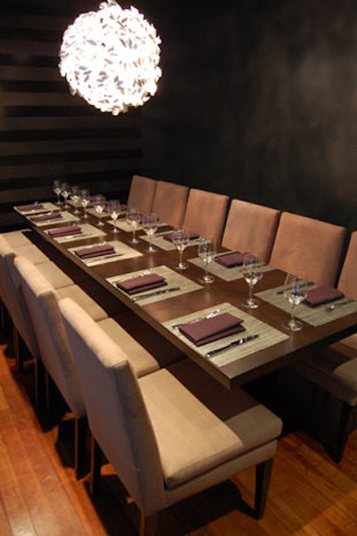 A private dining room at the rear of the restaurant holds as many as 18.