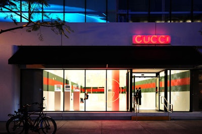 Gucci brought its Icon-Temporary traveling exhibit, a flash sneaker store featuring a limited-edition collection co-designed by Mark Ronson, to the area for two weeks beginning November 30.