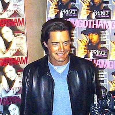 Sex and the City star and designated party host Kyle MacLachlan posed for photos at Gotham magazine's first anniversary party at the Regent Wall Street.