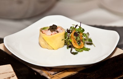 The menu included a lobster crêpe with American caviar by Eastern Standard visiting chef Jeremy Sewall.