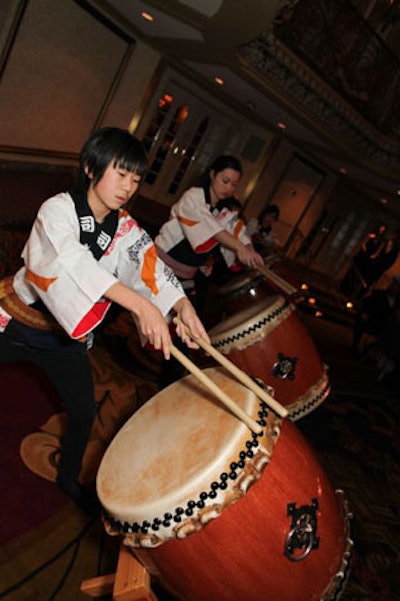 During the cocktail reception, student drummers from J.A.S.C. Tsukasa Taiko performed.