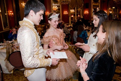 Wearing their Nutcracker costumes, Joffrey ballerinas mingled with guests.