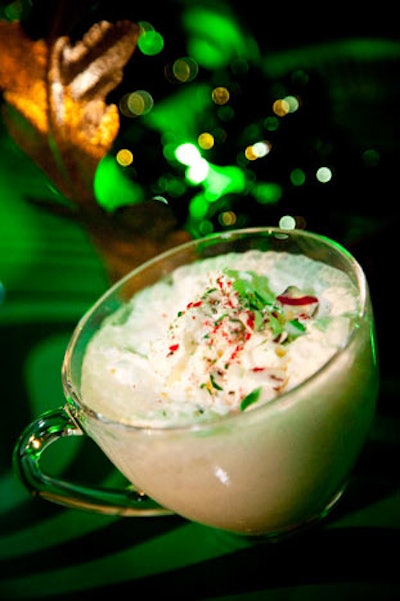 The Martini Club created a series of fairy tale-themed cocktails for the party, including a drink called Santa's Beard made with white chocolate liqueur, a hint of peppermint, half & half, and garnished with crushed candy cane.