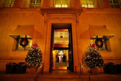 Hargrove placed two lit Christmas trees outside the Chamber of Commerce headquarters.
