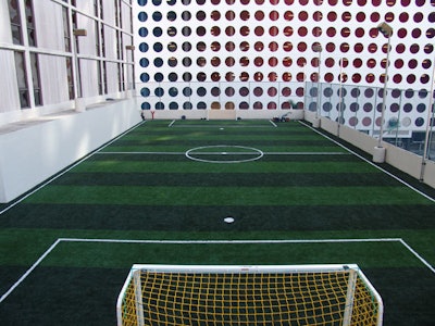 Soccer Rooftop has two fields for game-play and an indoor lounge for post-game entertaining.