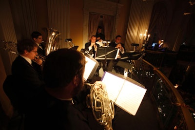 A brass quintet comprised of students from U.S.C.'s Thornton School of Music entertained guests at Thornton's Charles Dickens Dinner.