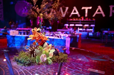 Hidden Garden created colorful floral centerpieces that evoked Pandora's landscape.