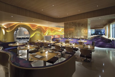 The brightly colored Silk Road at Vdara has room for 180 guests.