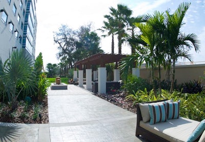 A tiled patio accommodating 250 can serve as pre-function space for events on the lawn.