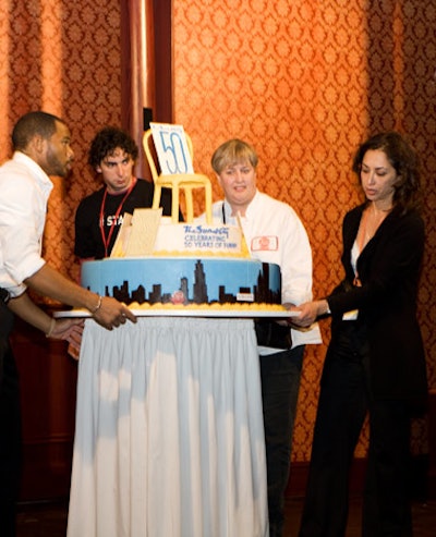 For Saturday's late-night party, Eli's Cheesecake executive chef Laurel Boger created a custom cake that had an edible list of Second City's most famous alumni.