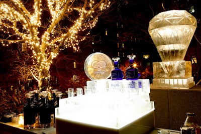 De Beers brand A Diamond Is Forever filled the upstairs lounge with its new collection of Everlon diamond jewelery in display cases and at the bar.