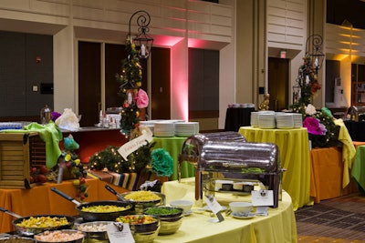 During the luncheon, international food stations included a design-your-own paella bar.