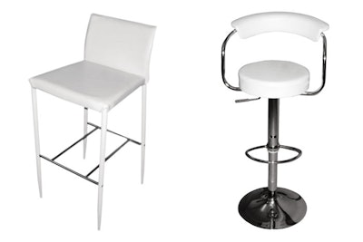 Cosmo bar stool, and the Shen bar stool, $40 each, available throughout the U.S. from Room Service Rentals
