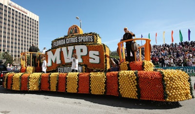The Florida Citrus Sports Foundation's executive committee and young beneficiaries rode on the M.V.P. float.